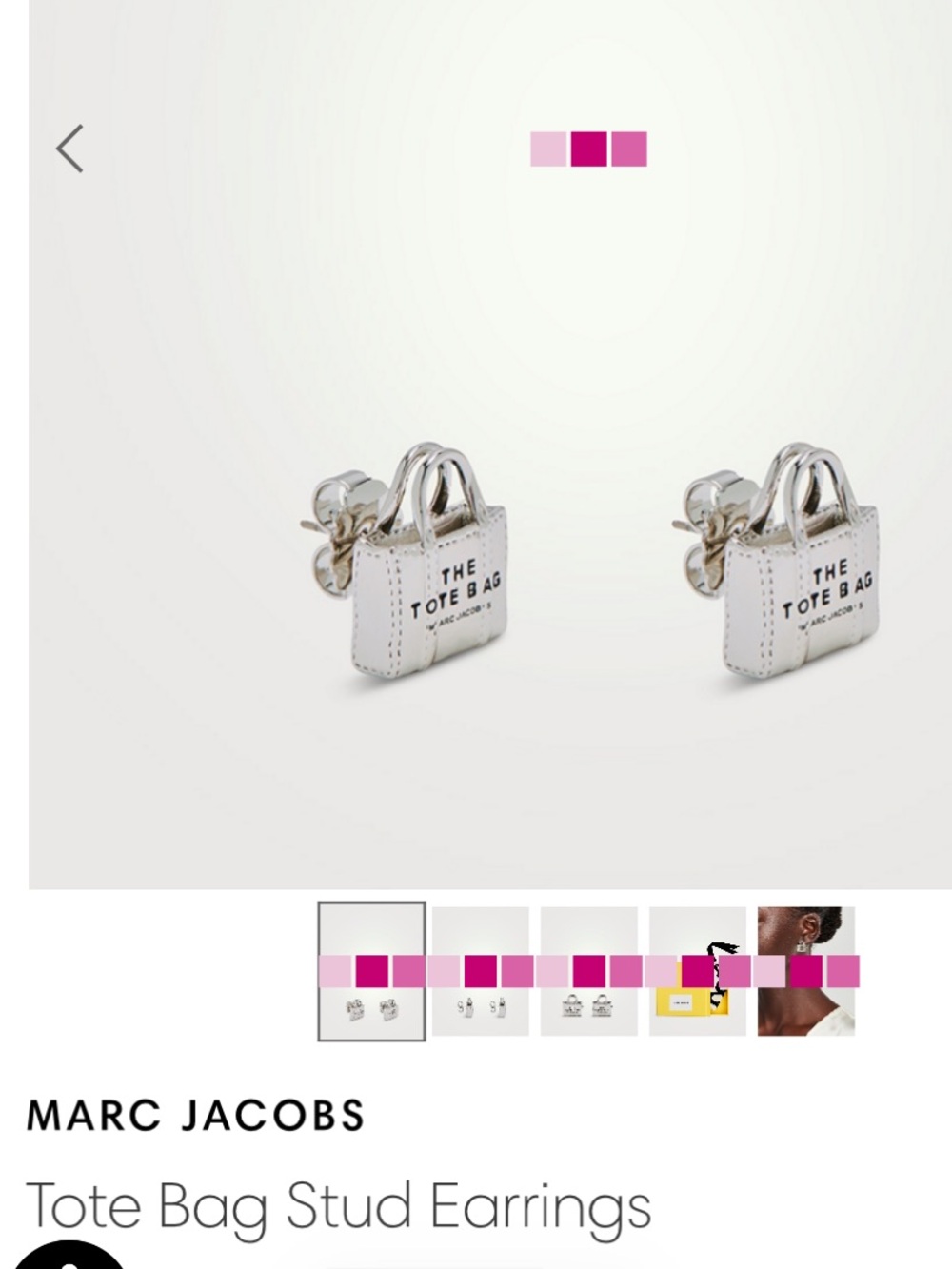 Marc Jacobs Silver the Tote Bag Stud Earrings